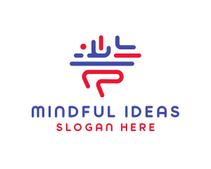 Thought - Brain Lines Technology logo design