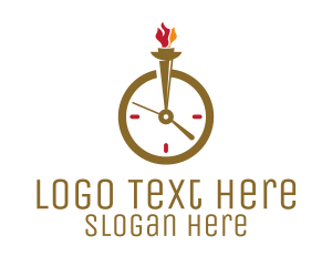 Die Cut - Flame Torch Clock logo design