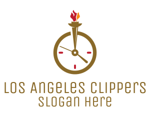 Flame Torch Clock Logo