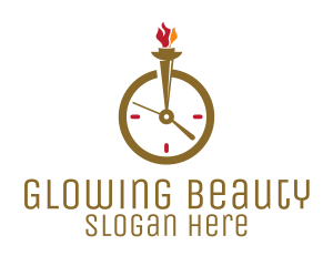 Countdown - Flame Torch Clock logo design