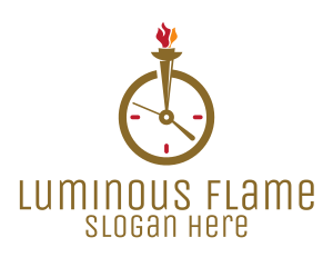 Torch - Flame Torch Clock logo design