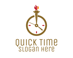 Minute - Flame Torch Clock logo design