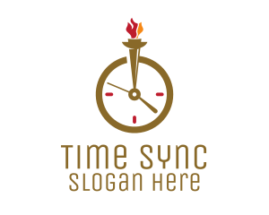 Flame Torch Clock logo design