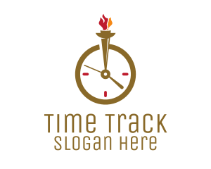 Flame Torch Clock logo design