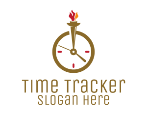 Flame Torch Clock logo design