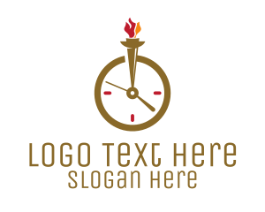 Timeless - Flame Torch Clock logo design