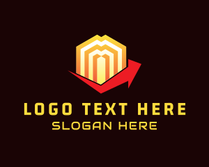Foreign Exchange - Geometric Cube Logistics Arrow logo design