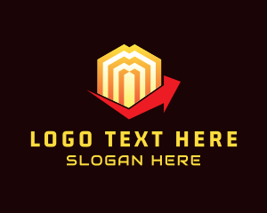 Geometric Cube Logistics Arrow Logo