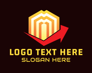 Foreign Exchange - Geometric Cube Logistics Arrow logo design