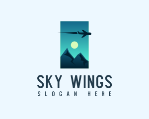 Mountain Travel Airplane logo design