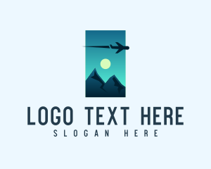 Vacation - Mountain Travel Airplane logo design