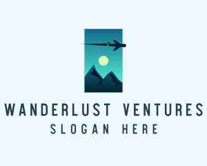 Mountain Travel Airplane logo design