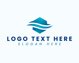 Fluid - Hexagon Water Wave logo design