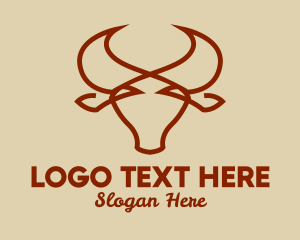 Cattle - Bull Horns Monoline logo design