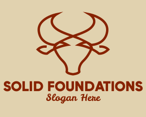 Animal Sanctuary - Bull Horns Monoline logo design