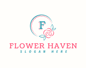 Rose Flower Lettermark logo design