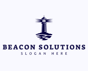 Beacon - Lighthouse Coast Wave logo design