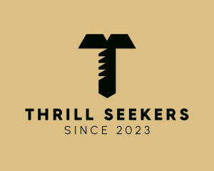 Minimalist Screw Letter T logo design