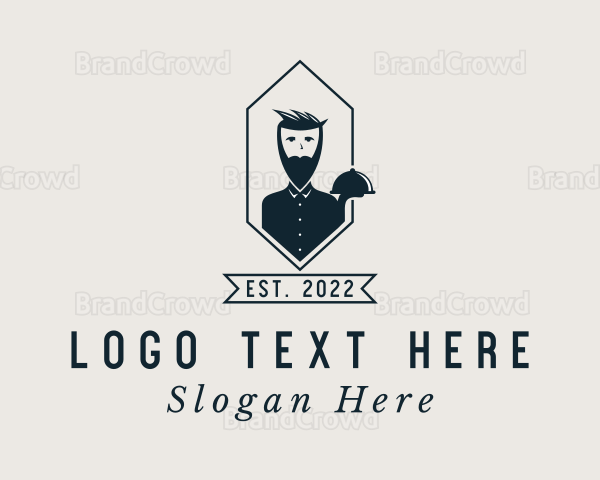 Hipster Restaurant Waiter Logo