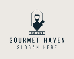 Hipster Restaurant Waiter  logo design