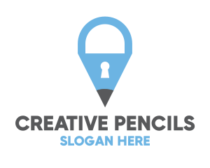 Blue Pencil Padlock logo design