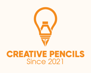 Orange Lightbulb Pen  logo design