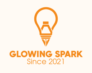 Orange Lightbulb Pen  logo design