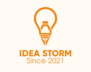 Orange Lightbulb Pen  logo design