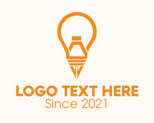 Idea - Orange Lightbulb Pen logo design