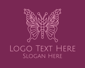 Flower Shop - Floral Butterfly Wings logo design