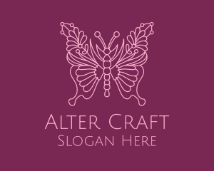 Floral Butterfly Wings  logo design