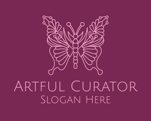 Floral Butterfly Wings  logo design