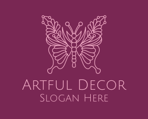 Floral Butterfly Wings  logo design