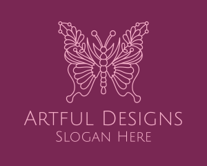 Floral Butterfly Wings  logo design