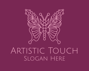 Floral Butterfly Wings  logo design