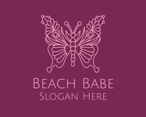 Floral Butterfly Wings  logo design