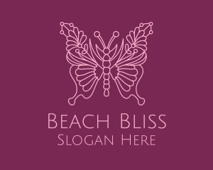 Floral Butterfly Wings  logo design