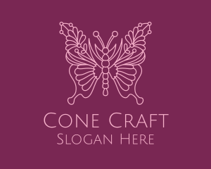 Floral Butterfly Wings  logo design