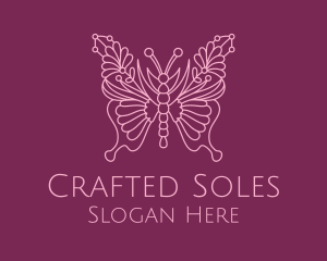 Floral Butterfly Wings  logo design