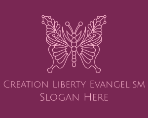 Floral Butterfly Wings  logo design