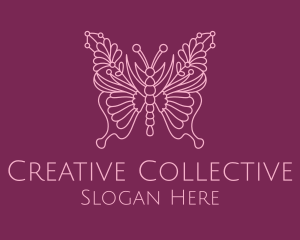 Floral Butterfly Wings  logo design