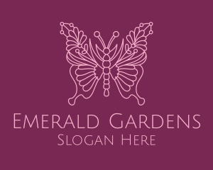 Floral Butterfly Wings  logo design