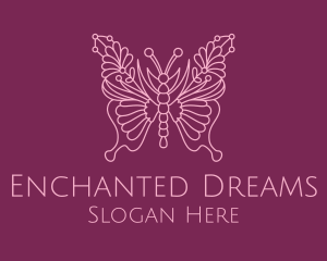 Floral Butterfly Wings  logo design