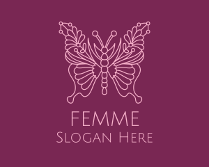 Floral Butterfly Wings  logo design