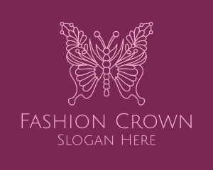 Floral Butterfly Wings  logo design