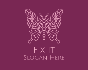 Floral Butterfly Wings  logo design