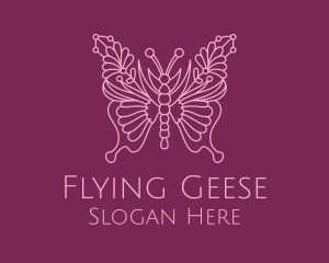 Floral Butterfly Wings  logo design