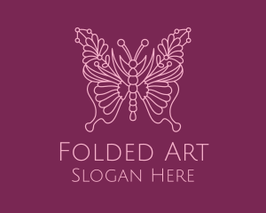 Floral Butterfly Wings  logo design