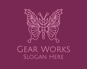 Floral Butterfly Wings  logo design