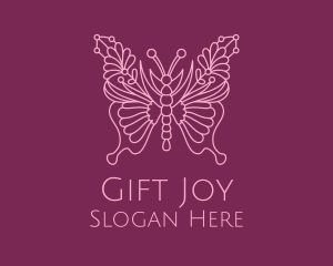 Floral Butterfly Wings  logo design